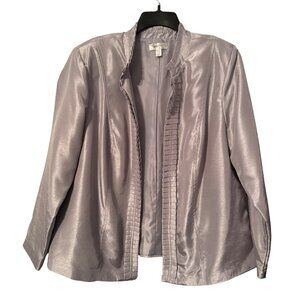 Dressbarn Womens Silver Polyester Pleated Open Jacket Size 14/16W women jacket b